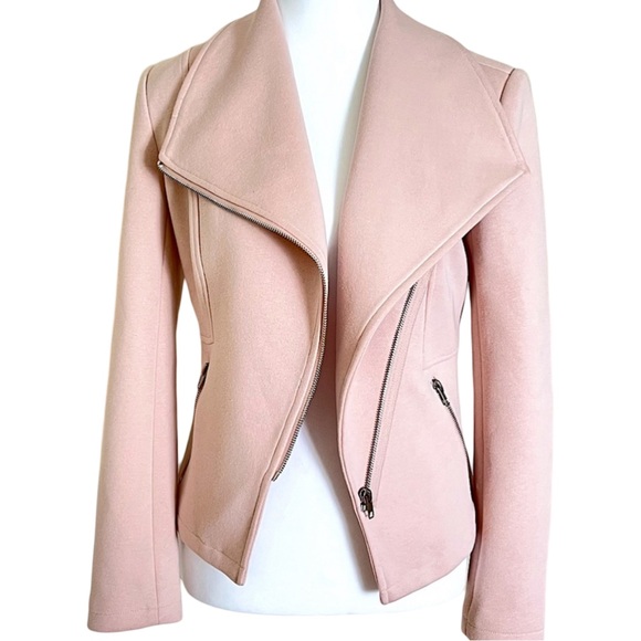 GIBSONLOOK Cropped Moto Jacket Size XXS Pink Smoke Feminine Barbiecore - Picture 2 of 13